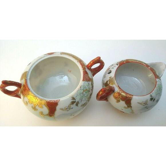 Hand Painted Japanese Geisha Girl Sugar Bowl & Creamer - Picture 10 of 12